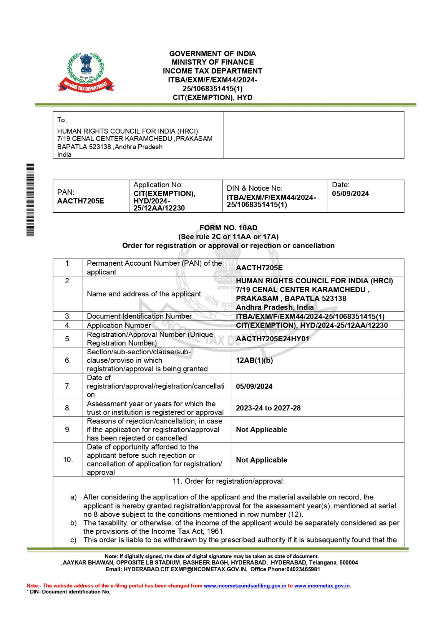 Registration Certificate